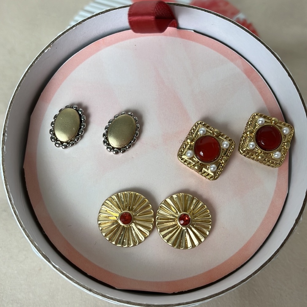 3 Pairs of Chico's gold earrings